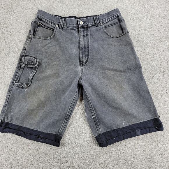 Vintage Muka Mens Jean Shorts 38 Gray Cargo Denim Distressed Streetwear Y2K Rap - Picture 1 of 16